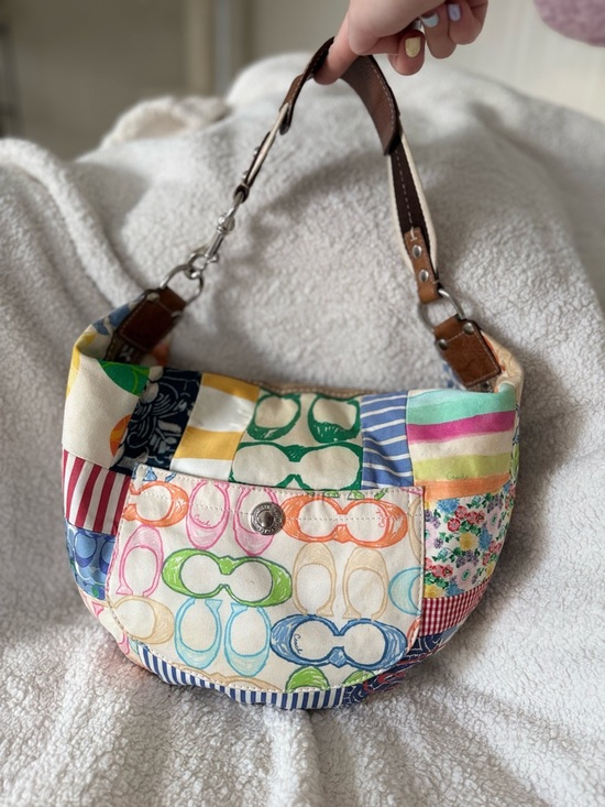 Vintage Y2K Coach Patchwork Hamptons Hobo Scribble Shoulder Bag Purse Floral - Picture 11 of 16